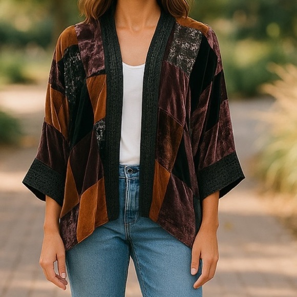 Johnny Was Patchwork Velvet jacket NWT (extremely oversized)